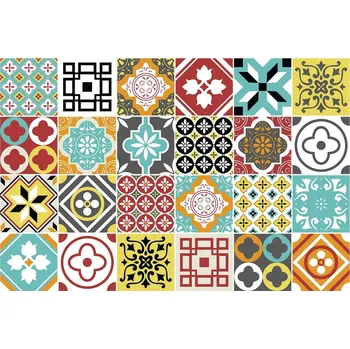 Samolepící dekorace Sada 24 nástěnných samolepek Ambiance Montecito, 15 x 15 cm ID_1435707