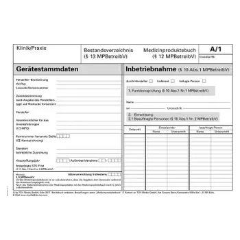 Medizinproduktebuch - Bestandsverzeichnis - Böckmann, Rolf-Dieter