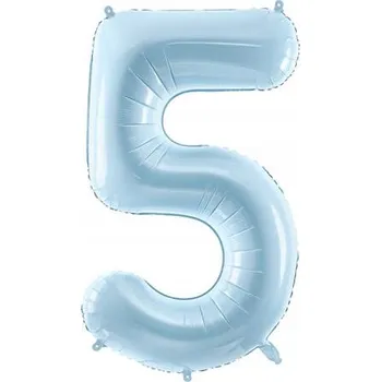 Fóliový balónek „Číslice 5 - Pastel“, modrý, PartyDeco, 34", DGT