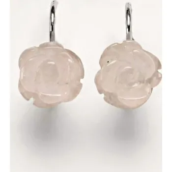 Náušnice Stříbrné náušnice růže přírodní růženín - NK1352 (Stříbrné náušnice s přírodním růženínem)