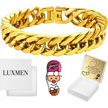 Náramek PÁNSKÝ NÁRAMEK POZLACENÝ OCELOVÝ PANCÍŘ SILNÝ OCELOVÝ 15 MM 96 G GRAVÍROVÁNÍ