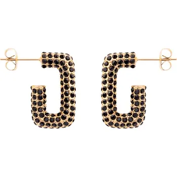 Náušnice franco bene Zahnuté náušnice s černými zirkony - pozlacené | 1425