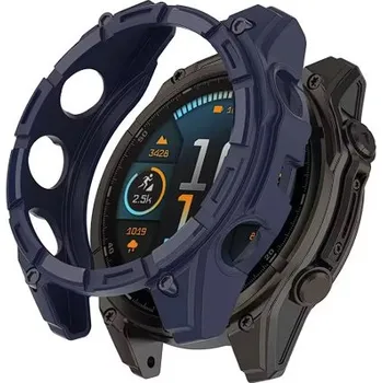Chytré hodinky Silikonové pouzdro, obal pro Garmin Fenix 8 (51 mm) modrý silikon (Obal, kryt pro Garmin Fenix 8 (51 mm) Navy Blue)
