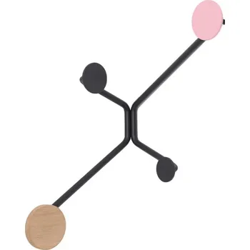 Věšák Černý rohový nástěnný věšák s růžovým detailem Gazzda Hook ID_849050