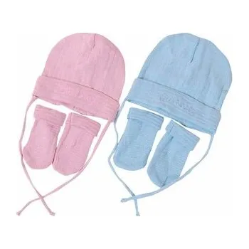 Kojenecký body Čepice kojenecká a rukavice, Pidilidi, PD610, růžová - 80