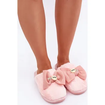 Dámské pantofle marka niezdefiniowana Dámské Pantofle S Kožíškem A Mašlí Růžové Olfedi Boto růžová 3224481