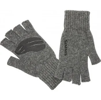 Rybářské oblečení Rybářské rukavice Simms Wool 1/2 Finger Glove Steel L/XL