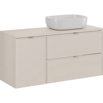 Policová skříň Závěsná skříňka Bella Cashmere I s deskou a umyvadlem 120 cm kašmírová