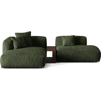 Pohovka Zelená sametová modulární rohová pohovka (levý roh/s lenoškou) Martina – Micadoni ID_1722856