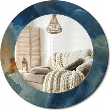 Zrcadlo Kulaté moderní zrcadlo na stěnu s potiskem na skle průměr 50 cm Mramor onyx