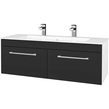 Koupelnový nábytek Umyvadlová skříňka ASTON SZZ2 120 - otvory pro 2 baterie - Dřevojas - N01 Bílá lesk / Úchytka T03 / N03 Graphite