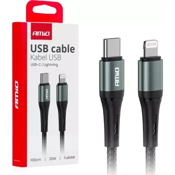 Datový kabel AMiO Kabel 'USB-C na Lightning 20W 100cm FullLINK 03916