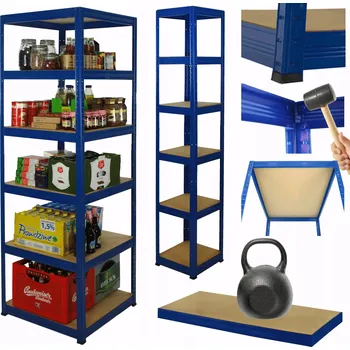 Dílenský regál Kovový regál skladový stojan HELIOS 196x45x45cm 6 polic x 175kg ZÁTĚŽOVÝ POLSKÝ