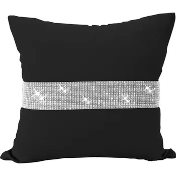 Povlak na dekorativní polštářek Dekorační povlak na polštář 40x40 ČERNÝ s barevnými zirkony
