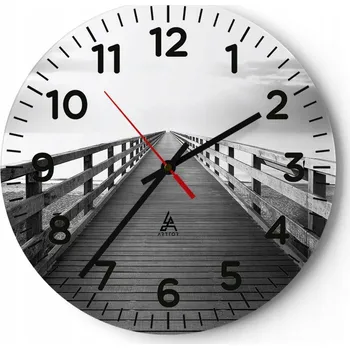 Hodiny Nástěnné hodiny do obýváku 40x40 Krajina Kulatý Skleněné hodiny Loft Tiché