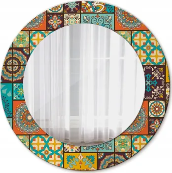 Zrcadlo Zrcadlo závěsné se skleněným rámem, arabský vzor, 50 cm