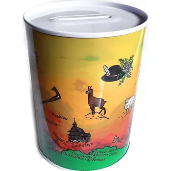 Pokladnička Kovová pokladnička na peníze - plechovka