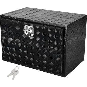 Úložný box VEVOR úložný box na podvozek nákladního vozu, úložný box na pickup 48" x 24" x 24", odolný hliníkový box na nářadí s diamantovým plechem se zámkem a klíči, vodotěsný úložný box na přívěs s T-rukojetí pro nákladní automobily, dodávky, přívěsy