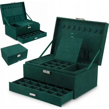 Šperkovnice Krabička zeleň Kufřík šperkovnice na bižuterii pouzdro , organizér, PD11