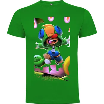 Chlapecké tričko Tričko Brawl Stars Leon Wallpaper Barva: Zelená, Velikost: 86/92 - 1 až 2 roky