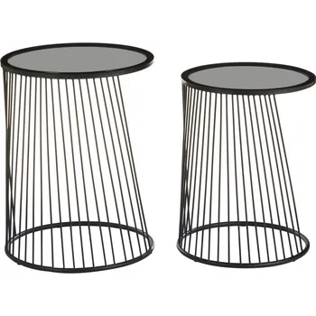 Konferenční stolek Kulaté odkládací stolky se skleněnou deskou v sadě 2 ks Trento – Premier Housewares ID_1581914