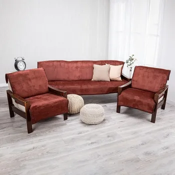 Bytový textil decoDoma Přehozy na pohovku a křesla čokoládová 3+1+1