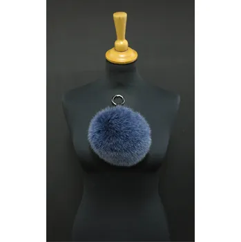 Špongr Kožešinová bambule / přívěšek na kabelku BAMK205 modrá