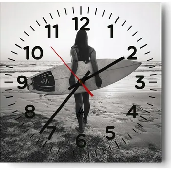 Hodiny Nástěnné hodiny do obýváku 40x40 Žena Bezhluké hodiny na skle Tiché