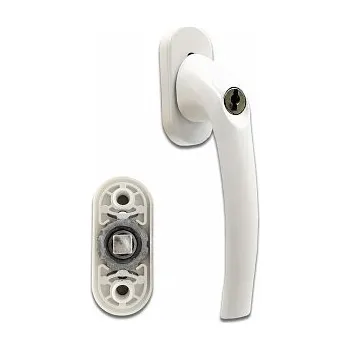 Nábytkové kování Klika hliníková uzamykatelná pro plastová okna 7x7