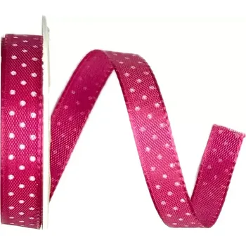 Stuha Stuha taftová HOT SPOT MINI růžová 10mm x 2m (5,- Kč/m) (Stuha růžová, taftová, potisk bílé puntíky, oboulící)