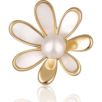 Brož JwL Luxury Pearls Pozlacená brož 2v1 s pravou bílou perlou a perletí JL0661 + 2 měsíce na vrácení zboží