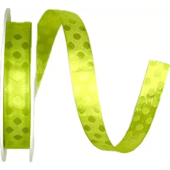 Stuha Stuha taftová HOT SPOT MINI zelená 10mm x 2m (5,- Kč/m) (Stuha taftová, zelené puntíky, oboulící)