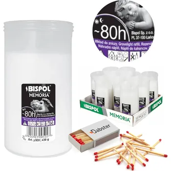 Svíčka Parafínové vložky do hřbitovních svíček BISPOL P500 80H 10 Ks + zápalky DABSTER_ PL a38