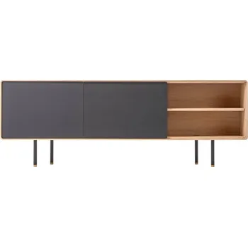 Televizní stolek TV stolek z dubového dřeva v černo-přírodní barvě 180x64 cm Fina – Gazzda ID_848652