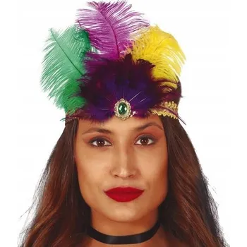 Čelenka Retro čelenka s peřím zlatá na Silvestra