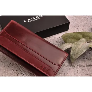 Peněženka Lagen Dámská kožená dlouhá peněženka w-2025/T vínová