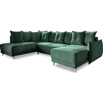 Pohovka Zelená manšestrová rozkládací rohová pohovka (levý roh/do "U") Lazy Lukka – Miuform ID_1623014