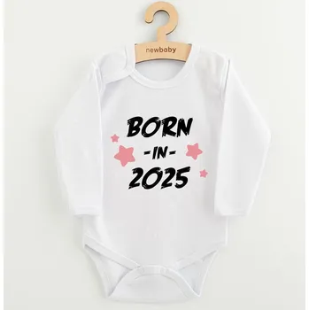 Kojenecký body NEW BABY Dětské body s potiskem New Baby Born in 2025 pink Vel. 74