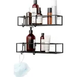 Černé samodržící ocelové koupelnové poličky 2 ks Cubiko – Umbra ID_1534000