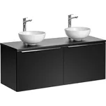 Závěsná skříňka SantaFe Domi s deskou a umyvadly 120 cm černá