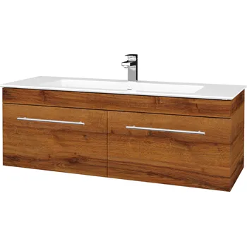 Koupelnový nábytek Dřevojas Umyvadlová skříňka ASTON SZZ2 120 - D27 Cognac / Úchytka T02 / D27 Cognac