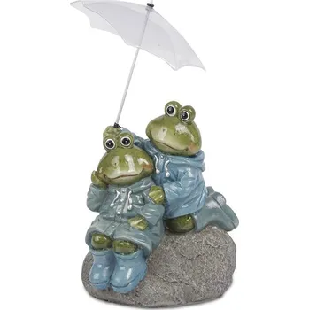 Zahradní dekorace Dekorativní soška žabek s deštníkem - roztomilá zahradní ozdoba