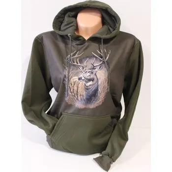 Pánská mikina PRC Mikina s potiskem Jelen - zelená Velikost: 3XL