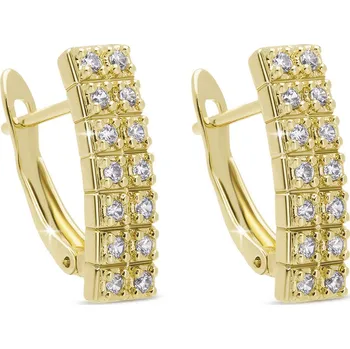 Náušnice Ellami SOFIA 3400 Zlacené naušnice 14k obdélníkové se zirkony Ellami