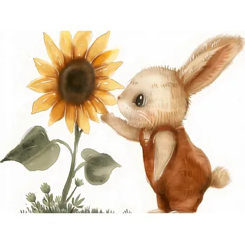 Plakát Plakát Zajíček se Slunečnicí bez rámu 91,5 x 60 cm