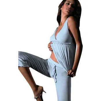 Dámské pyžamo Sei unica - Italské dámské nemačkavé capri pyžamo / domácí oblek 4021 - Pervinca/S