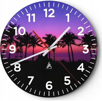 Hodiny Nástěnné hodiny do obýváku 40x40 Krajina Kulatý Skleněné hodiny Loft Tiché