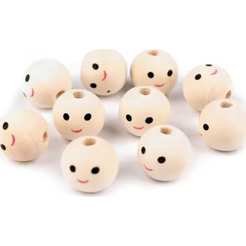 Dětské navlékací korálky EU Korálek dřevěný s obličejem 12mm