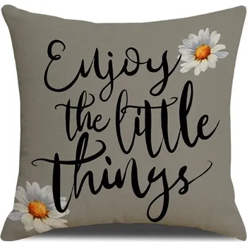 Povlak na dekorativní polštářek Povlak na polštář ENJOY THE LITTLE THINGS 45x45 cm, šedý