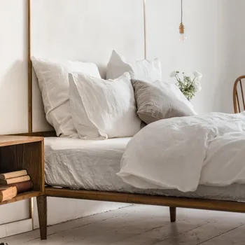 Prostěradlo Bílé napínací prostěradlo s příměsí lnu 180x200 cm – Linen Tales ID_1687350